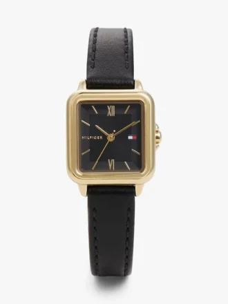 24 mm klocka med läderarmband