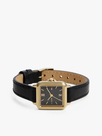 24 mm klocka med läderarmband