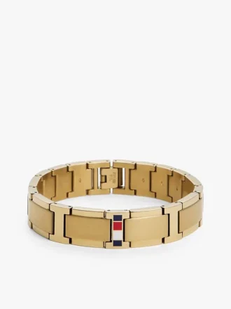 Armband med platta länkar och randiga detaljer Armband med platta länkar och randiga detaljer