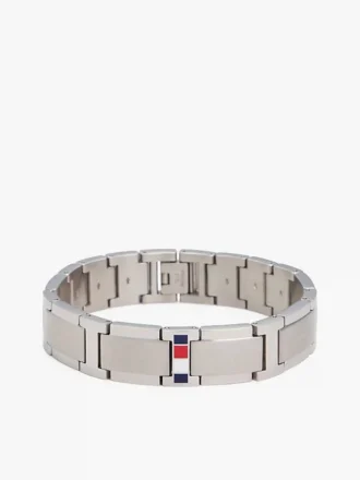 Armband med platta länkar och randiga detaljer