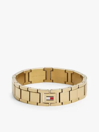 Armband med platta länkar och randiga detaljer Armband med platta länkar och randiga detaljer