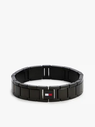 Armband med platta länkar och randiga detaljer