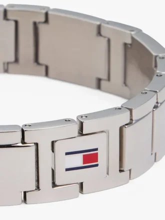 Armband med platta länkar och randiga detaljer