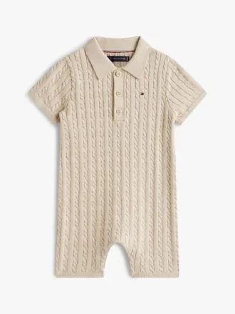 Baby-polo-overall i kabelstickat för spädbarn