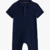 Baby-polo-overall i kabelstickat för spädbarn