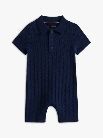 Baby-polo-overall i kabelstickat för spädbarn