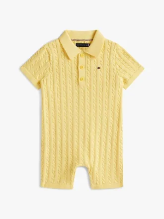 Baby-polo-overall i kabelstickat för spädbarn