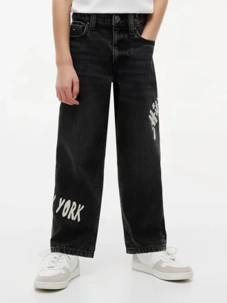 Baggy-jeans med Hilfiger-graffititryck för barn