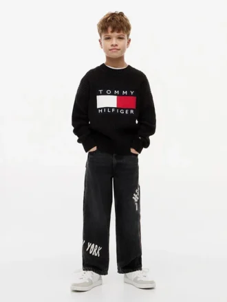 Baggy-jeans med Hilfiger-graffititryck för barn