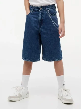 Baggy jeansshorts med graffititryck för barn