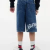 Baggy jeansshorts med graffititryck för barn Baggy jeansshorts med graffititryck för barn