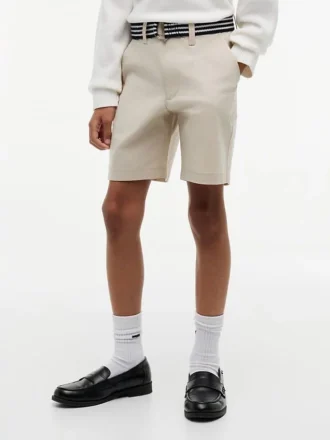 Baggy stretch-chinoshorts med bälte för barn