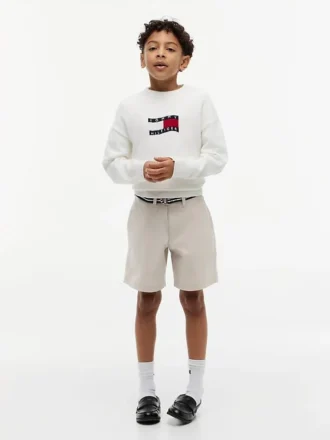 Baggy stretch-chinoshorts med bälte för barn