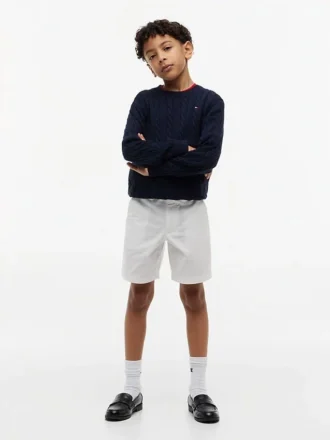 Baggy stretch-chinoshorts med bälte för barn