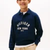 Barn-sweatshirt med rundad krage och Hilfiger-tryck