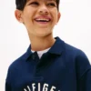 Barn-sweatshirt med rundad krage och Hilfiger-tryck