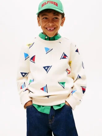Barn-sweatshirt med segelflagga över hela plagget