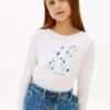 Barn-T-shirt med blommigt monogram