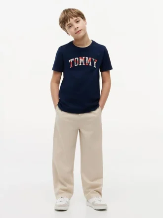 Barn-T-shirt med blommigt Tommy-logo