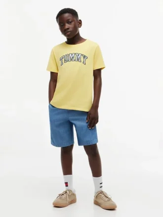 Barn-T-shirt med blommigt Tommy-logo
