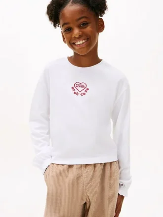 Barn-T-shirt med broderad hjärtlogotyp