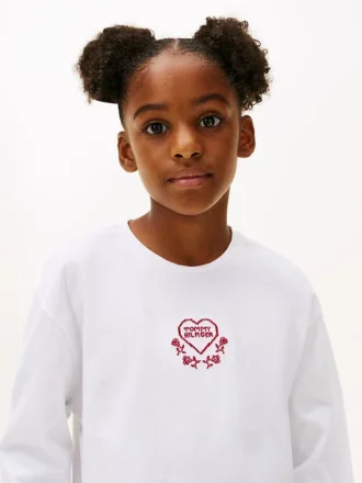 Barn-T-shirt med broderad hjärtlogotyp