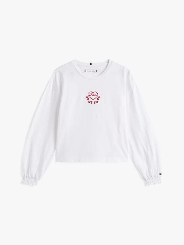 Barn-T-shirt med broderad hjärtlogotyp Barn-T-shirt med broderad hjärtlogotyp