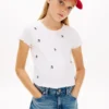 Barn-T-shirt med broderad stjärna och ribbad krage