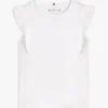 Barn-T-shirt med broderade hål och fladdrande ärmar