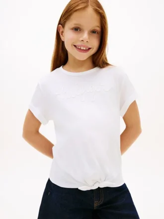 Barn-T-shirt med Hilfiger-logotyp och knytning fram
