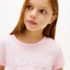 Barn-T-shirt med Hilfiger-logotyp och knytning fram