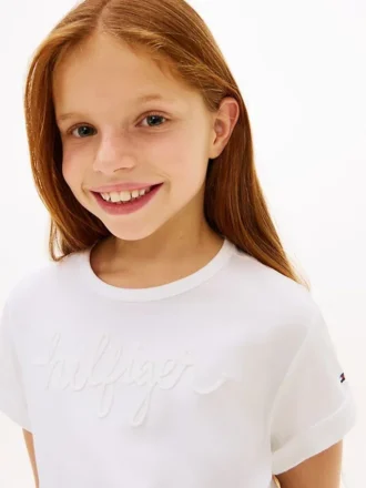 Barn-T-shirt med Hilfiger-logotyp och knytning fram