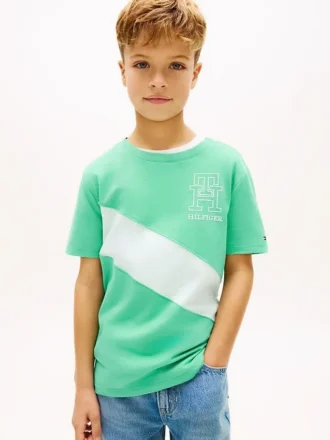 Barn-T-shirt med monogram och randigt mönster