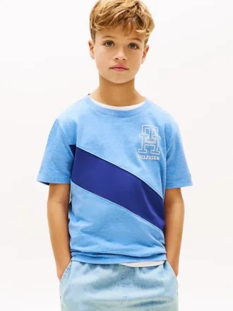 Barn-T-shirt med monogram och randigt mönster