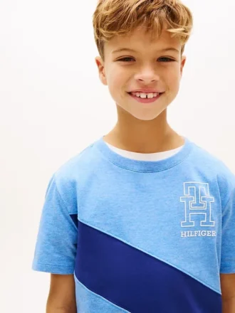 Barn-T-shirt med monogram och randigt mönster
