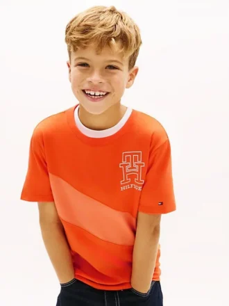Barn-T-shirt med monogram och randigt mönster