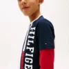 Barn-T-shirt med vertikala färgblock och logotyp