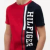 Barn-T-shirt med vertikala färgblock och logotyp