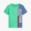 Barn-T-shirt med vertikala färgblock och logotyp