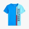 Barn-T-shirt med vertikala färgblock och logotyp