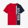 Barn-T-shirt med vertikala färgblock och logotyp