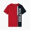 Barn-T-shirt med vertikala färgblock och logotyp