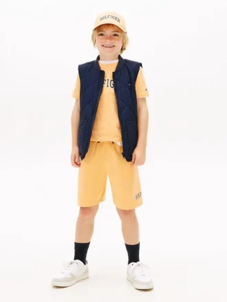 Barnshorts i bomull med Hilfiger-logotyp och vida ben