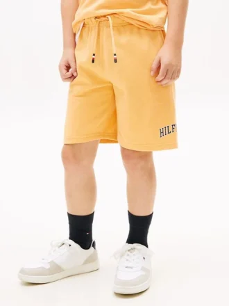 Barnshorts i bomull med Hilfiger-logotyp och vida ben
