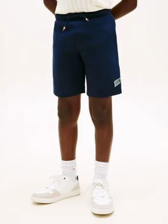 Barnshorts i bomull med Hilfiger-logotyp och vida ben