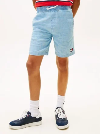 Barnshorts i denim med vågigt flaggmönster