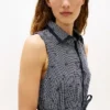 Bältad TH Grid Print Crepe-skjortklänning