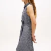Bältad TH Grid Print Crepe-skjortklänning