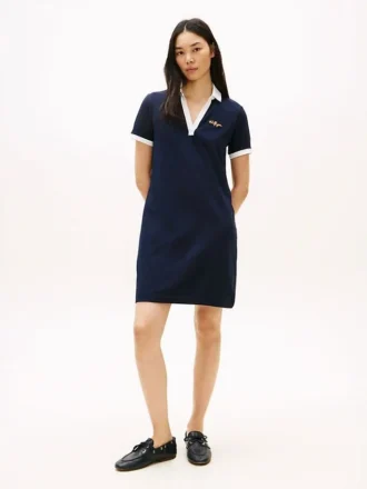Broderad Hilfiger Script-poloklänning
