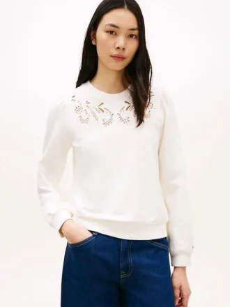 Broderad sweatshirt med hål